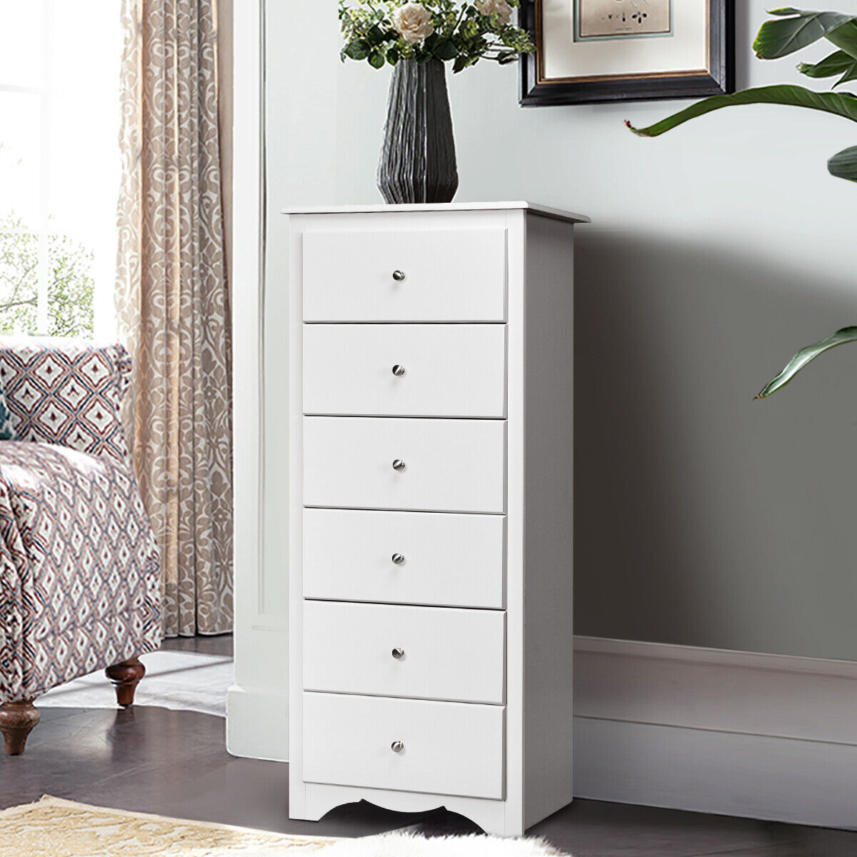 6-Drawer Freestanding Dresser Cabinet-White