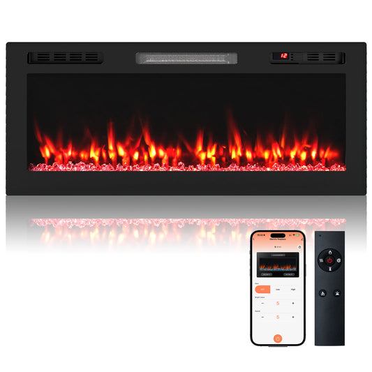 WiFi-Enabled Electric Fireplace Compatible with Alexa and Google Assistant-L