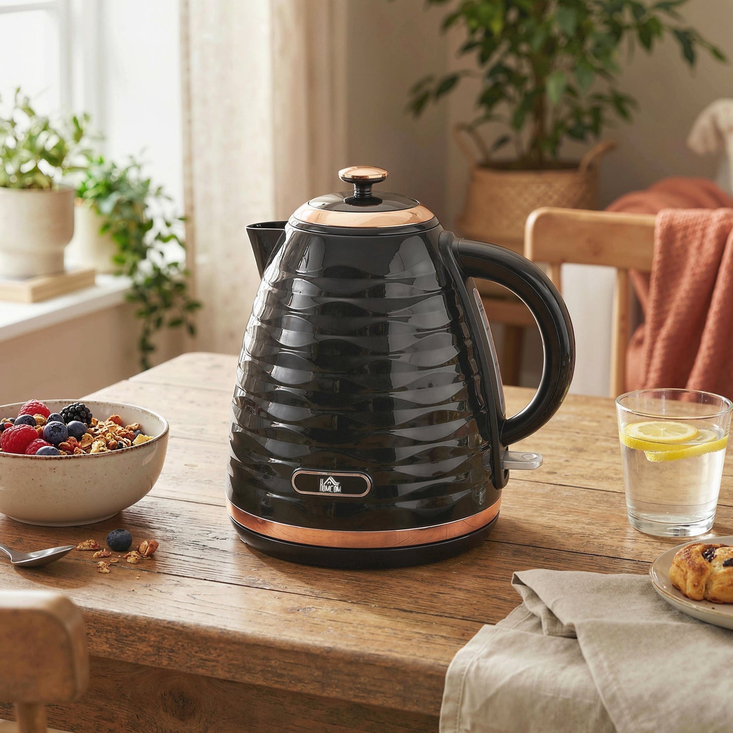 HOMCOM 3kW Rapid Boil Honeycomb Kettle - Black