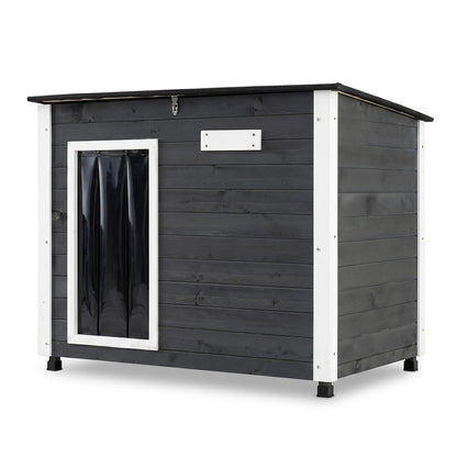 Wooden Dog House Outdoor with Natural Spruce Wood Frame-S