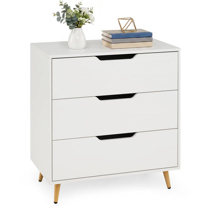 Wooden Nightstand with Anti Tipping Kits and Tall Storage for Living Room-White