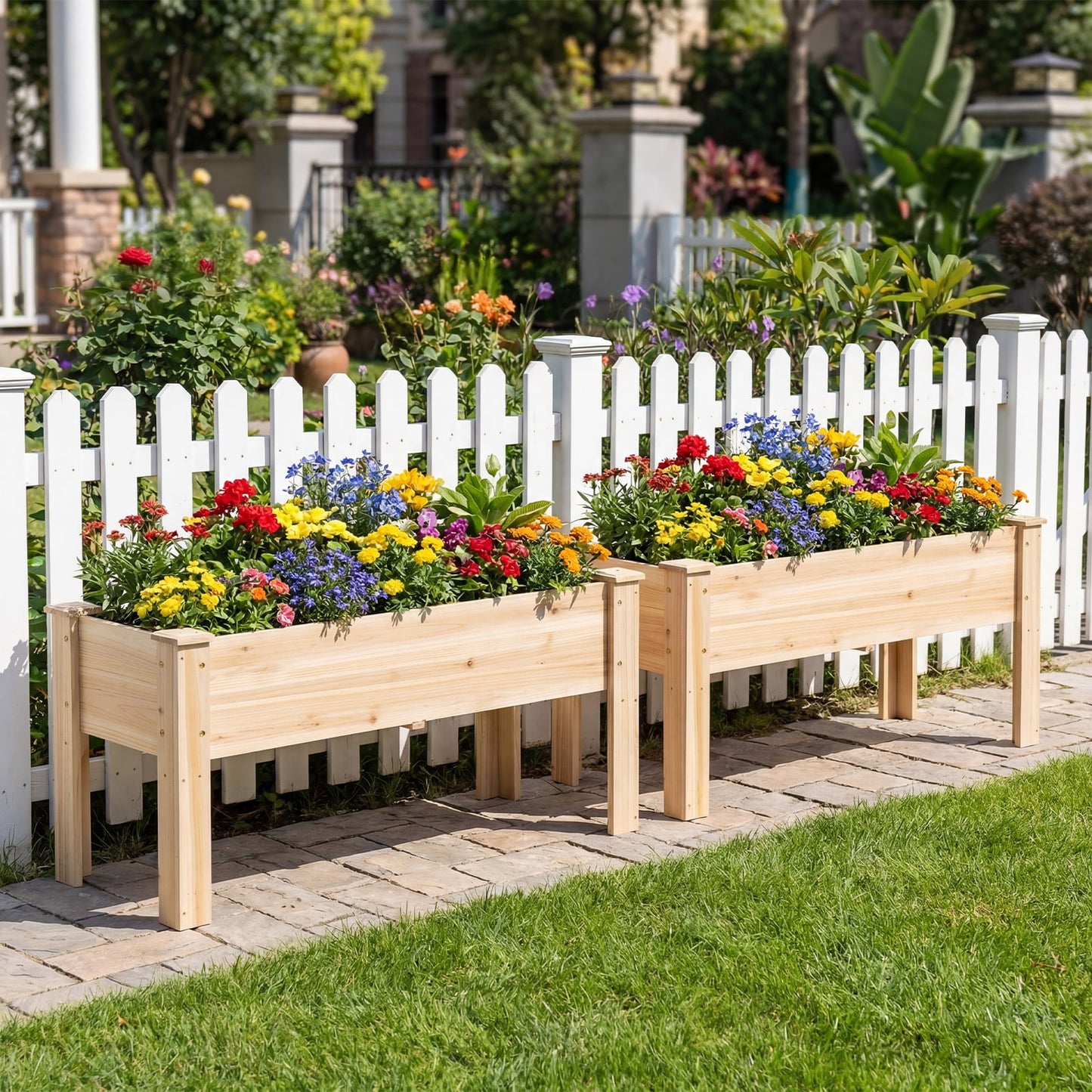 Wooden Raised Garden Bed with 5 Drainage Holes