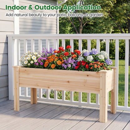 Wooden Raised Garden Bed with 5 Drainage Holes