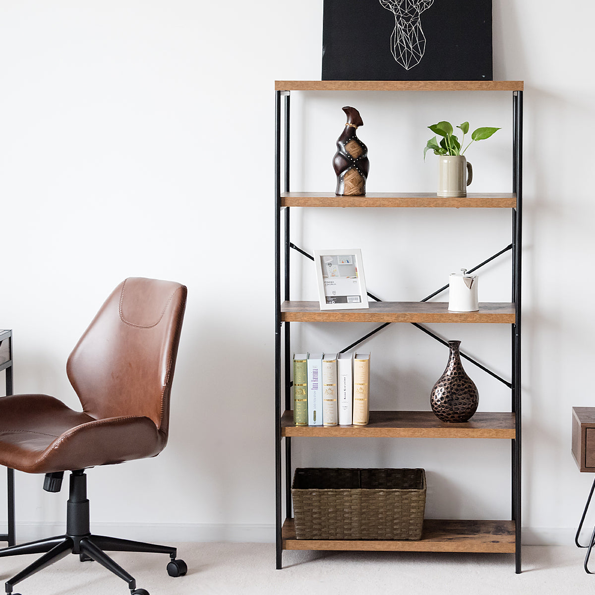 Freestanding Wooden 5-Tier Storage Bookshelf-Brown