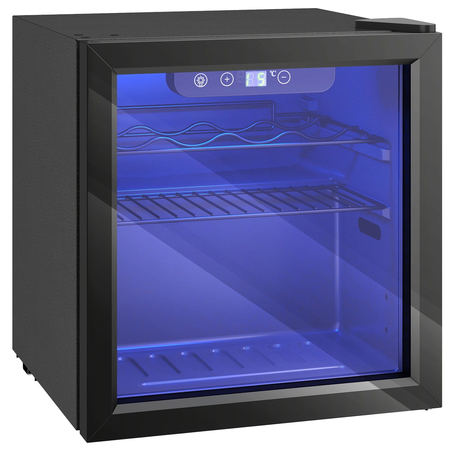 HOMCOM 12 Bottle Wine Cooler, 36 Litre Capacity, 4-16Â°C Under Counter Drinks Beer Wine Fridge with Glass Door, LED Light, Black