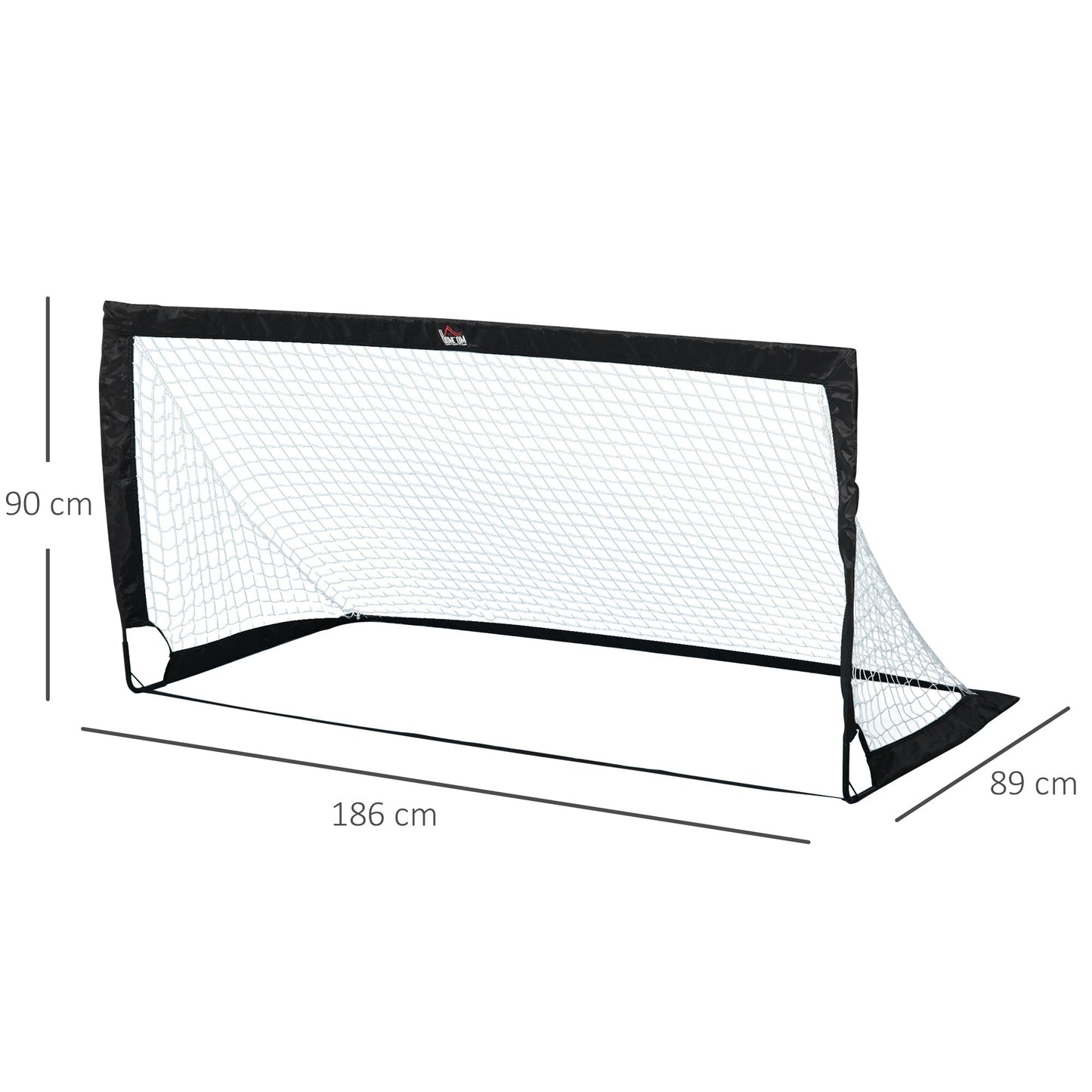 HOMCOM Set of 2 Football Goal Net 6 x 3 ft Foldable Outdoor Sport Training Teens Adults Football with Carrying Bag Black