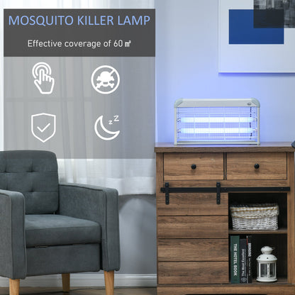 Outsunny Wall Hanging Bug Zapper, 30W Electric Fly Zapper Mosquito Killer, 60ã¡ Coverage Insect Killer, Indoor Outdoor Use, Grey