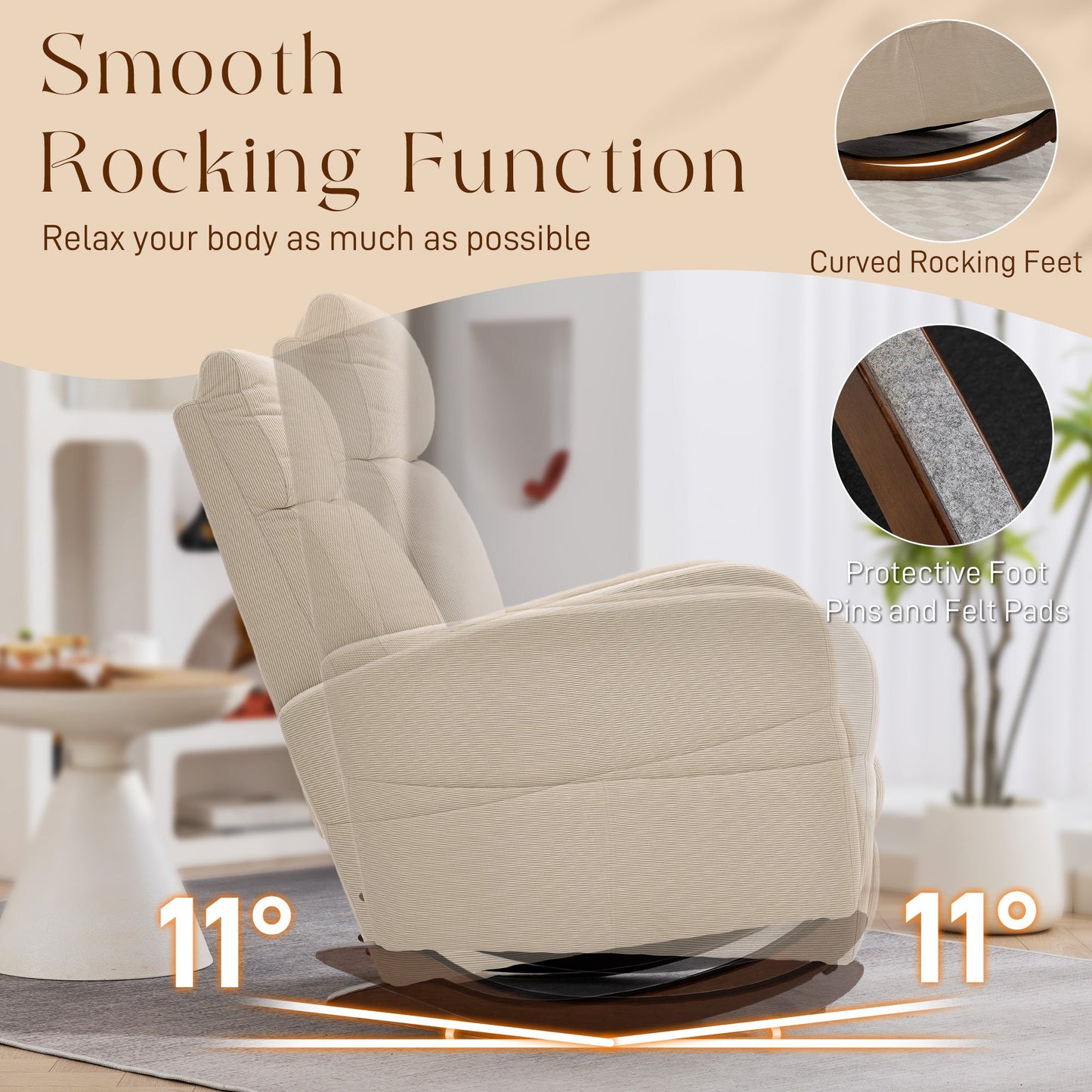 HOMCOM Corduroy Rocking Armchair - Beige