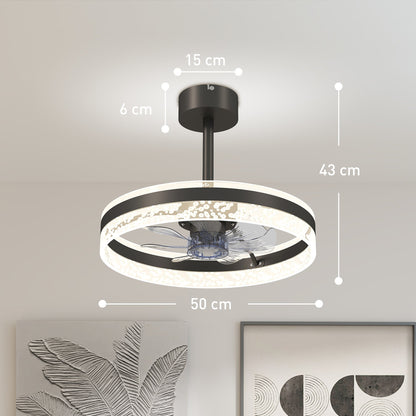 HOMCOM Ceiling Fan with LED Light and Remote - Black