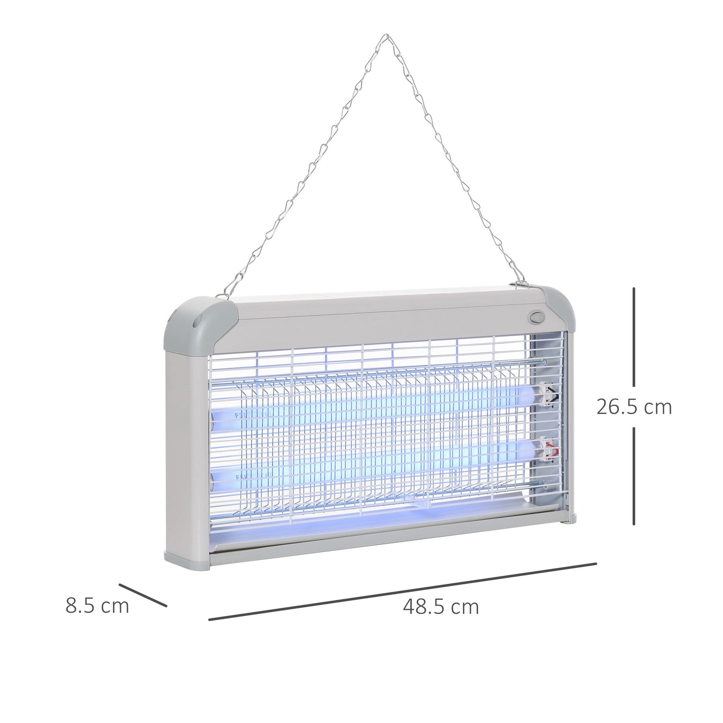 Outsunny Wall Hanging Bug Zapper, 30W Electric Fly Zapper Mosquito Killer, 60ã¡ Coverage Insect Killer, Indoor Outdoor Use, Grey