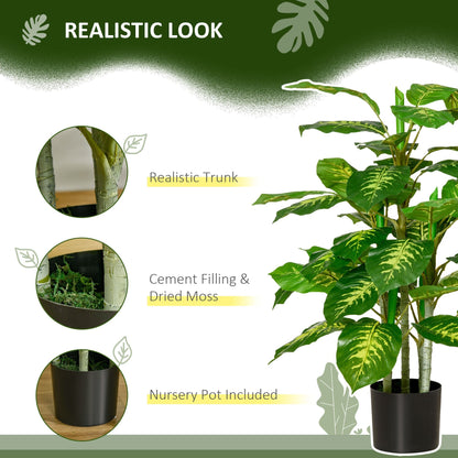 HOMCOM 2 PCs Artificial Evergreen Tree Fake Decorative Plant in Nursery Pot for Indoor Outdoor Decor, Green