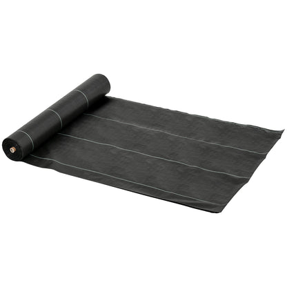 Outsunny 2m x 50m Weed Control Membrane, Heavy Duty Weed Control Barrier Fabric, 90gsm Ground Cover for Patios, Garden, Flower beds, Landscaping