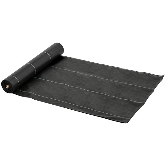 Outsunny 2m x 50m Weed Control Membrane, Heavy Duty Weed Control Barrier Fabric, 90gsm Ground Cover for Patios, Garden, Flower beds, Landscaping
