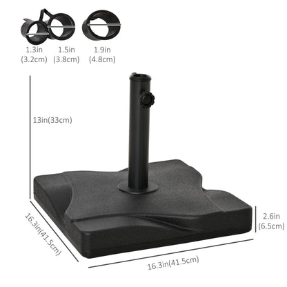 Outsunny 20kg Square Parasol Base Outdoor Garden Cement Umbrella Weight Stand Holder, Fits Î¦32mm,Î¦38mm,Î¦48mm Pole - Black