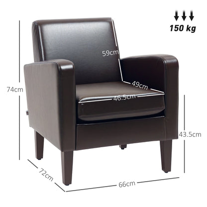 HOMCOM Faux Leather Simple Armchair - Brown