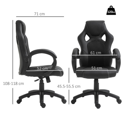 Vinsetto Office Chair Faux Leather Swivel Computer Desk Chair for Home Office with Wheels Armrests Black