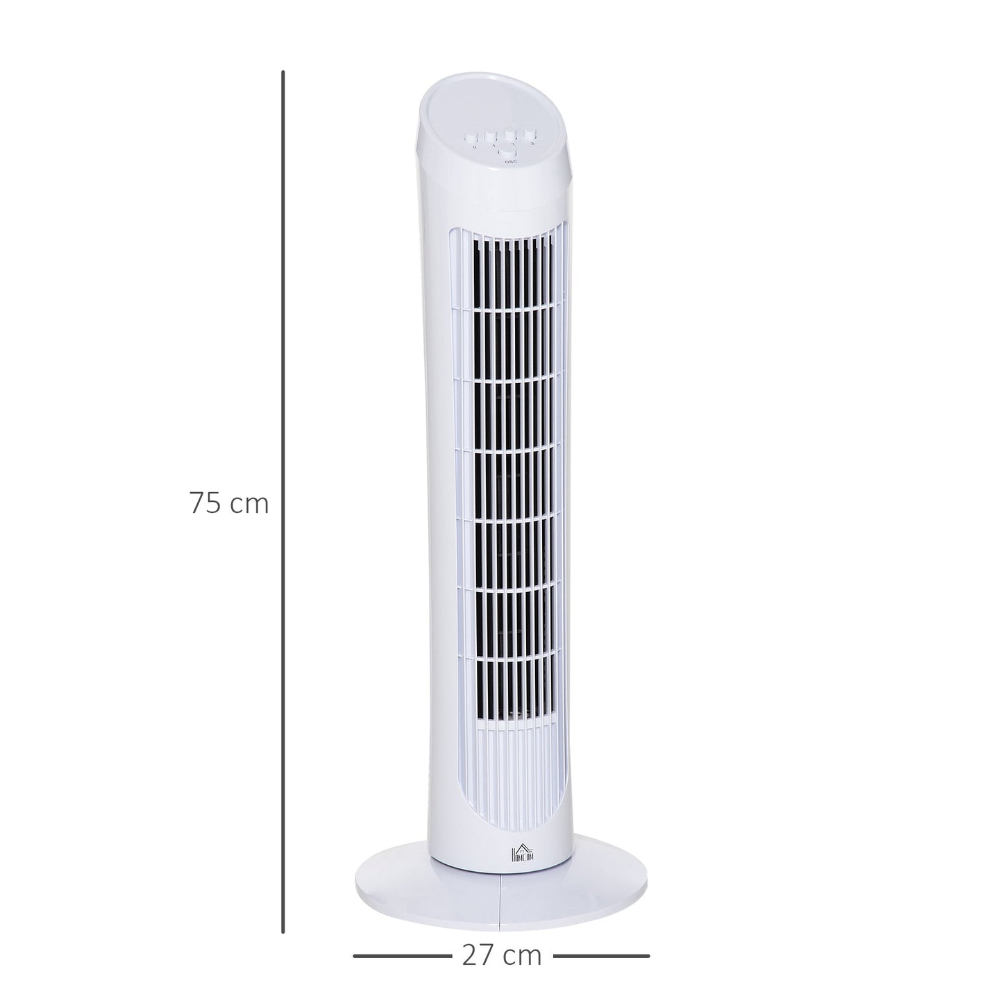HOMCOM Tower Fan for Bedroom Cooling, 30 Inch Electric 70Â° Oscillating Fan with 3 Speed Settings, Standing Floor Fan for Home Office Indoor, White