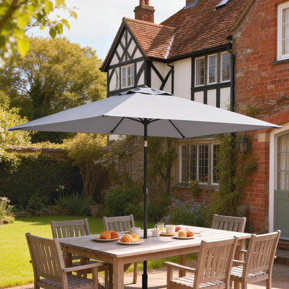 Outsunny Garden Parasol, Parasol Umbrella with Crank Handle, Tilt Function, Polyester Canopy, Light Grey