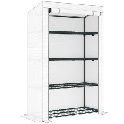 Outsunny Four-Tier Mini Greenhouse - Grey/White