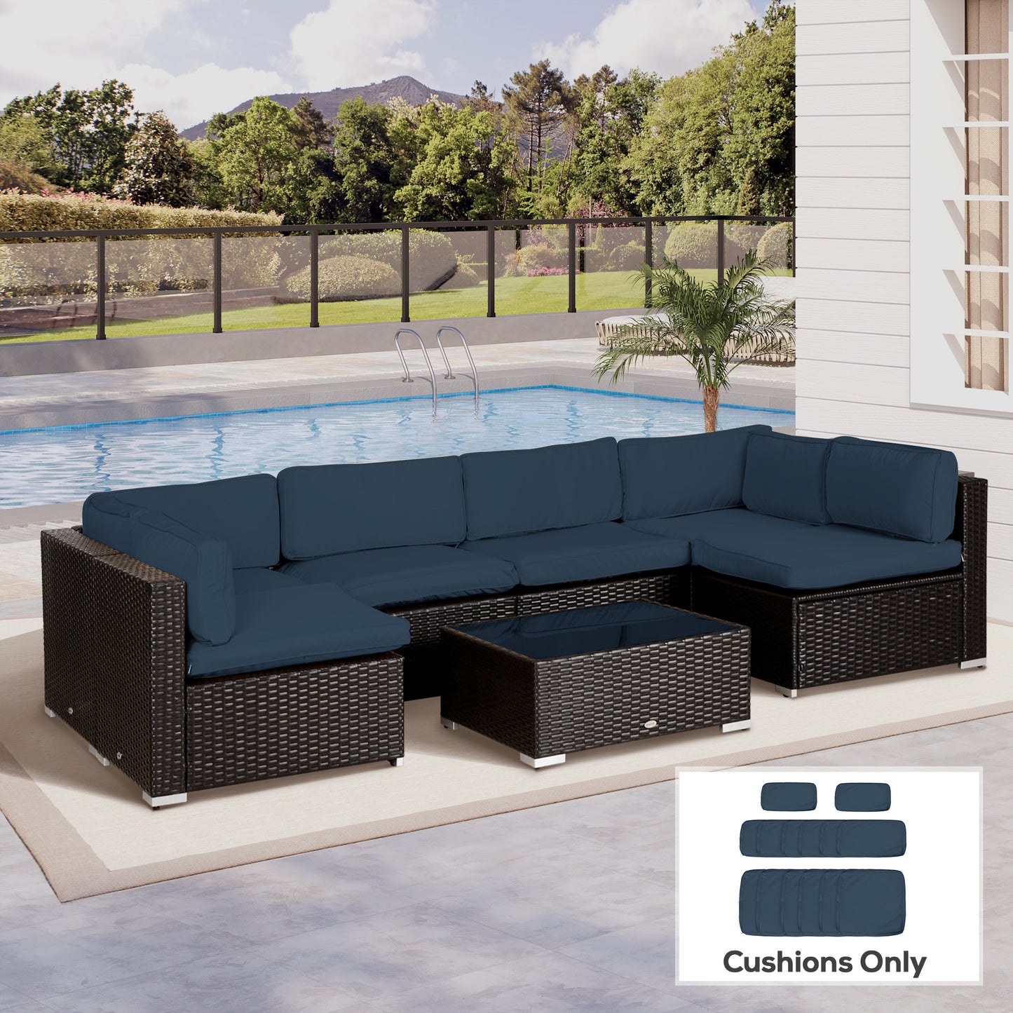 Outsunny Set of 14 Mixed Cushion Covers - Blue
