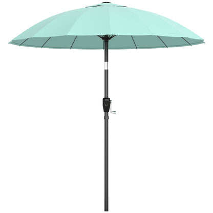Outsunny 2 m Shanghai Garden Parasol Umbrella with 16 Fibreglass Ribs, Outdoor Parasol Sun Shade with Crank & Tilt, Turquoise