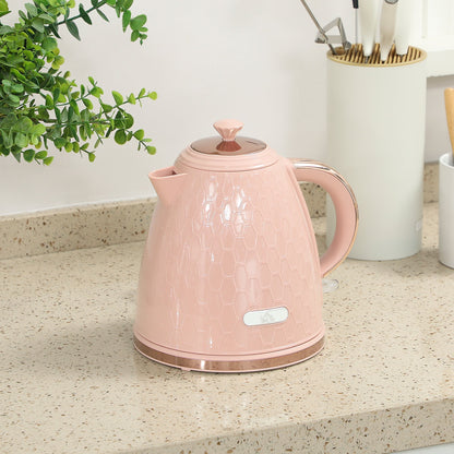 HOMCOM 3kW Rapid Boil Honeycomb Kettle - Light Pink