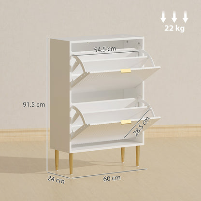 HOMCOM Elegant Two-Drawer Shoe Cabinet - White