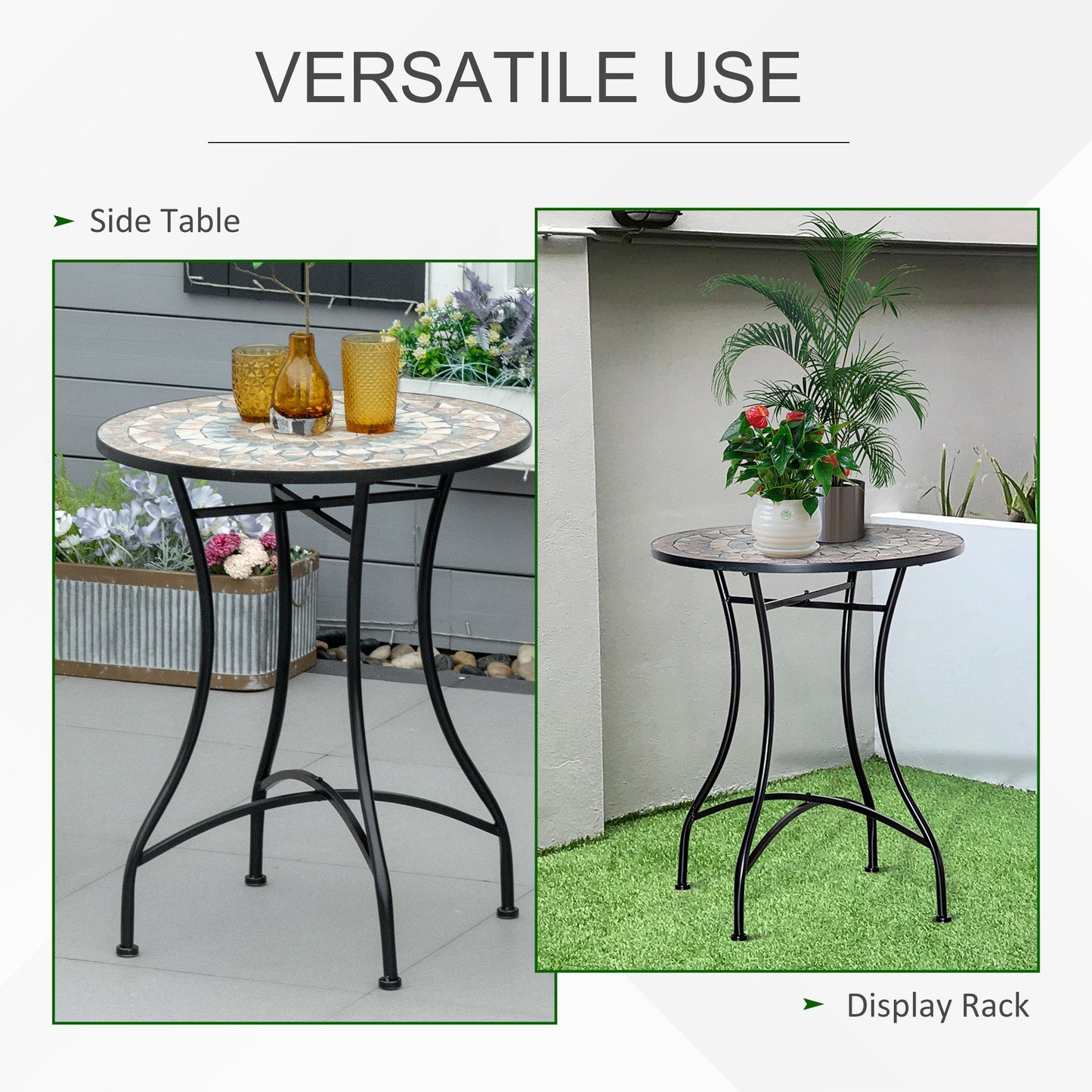 Outsunny Î¦60cm Mosaic Outdoor Patio Table - Green