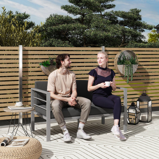 Outsunny Two-Seater Aluminium Garden Sofa - Grey