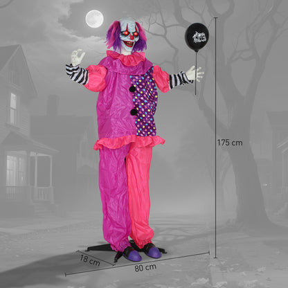 Outsunny 5â²7â³ Scary Animated Clown Decoration - Pink/Purple