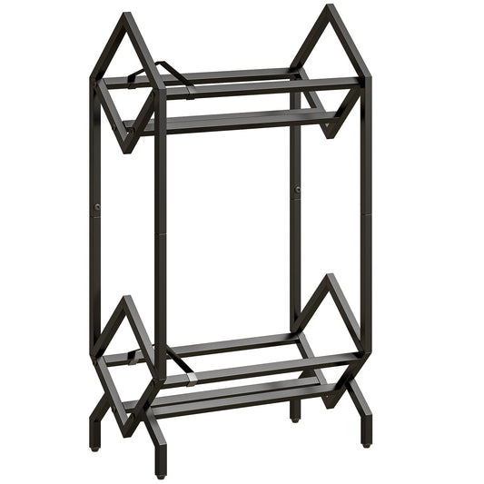 HOMCOM 50 CD Storage Rack, 2-Tier Metal CD Storage Unit, Free Standing, Easy to Assemble, Black