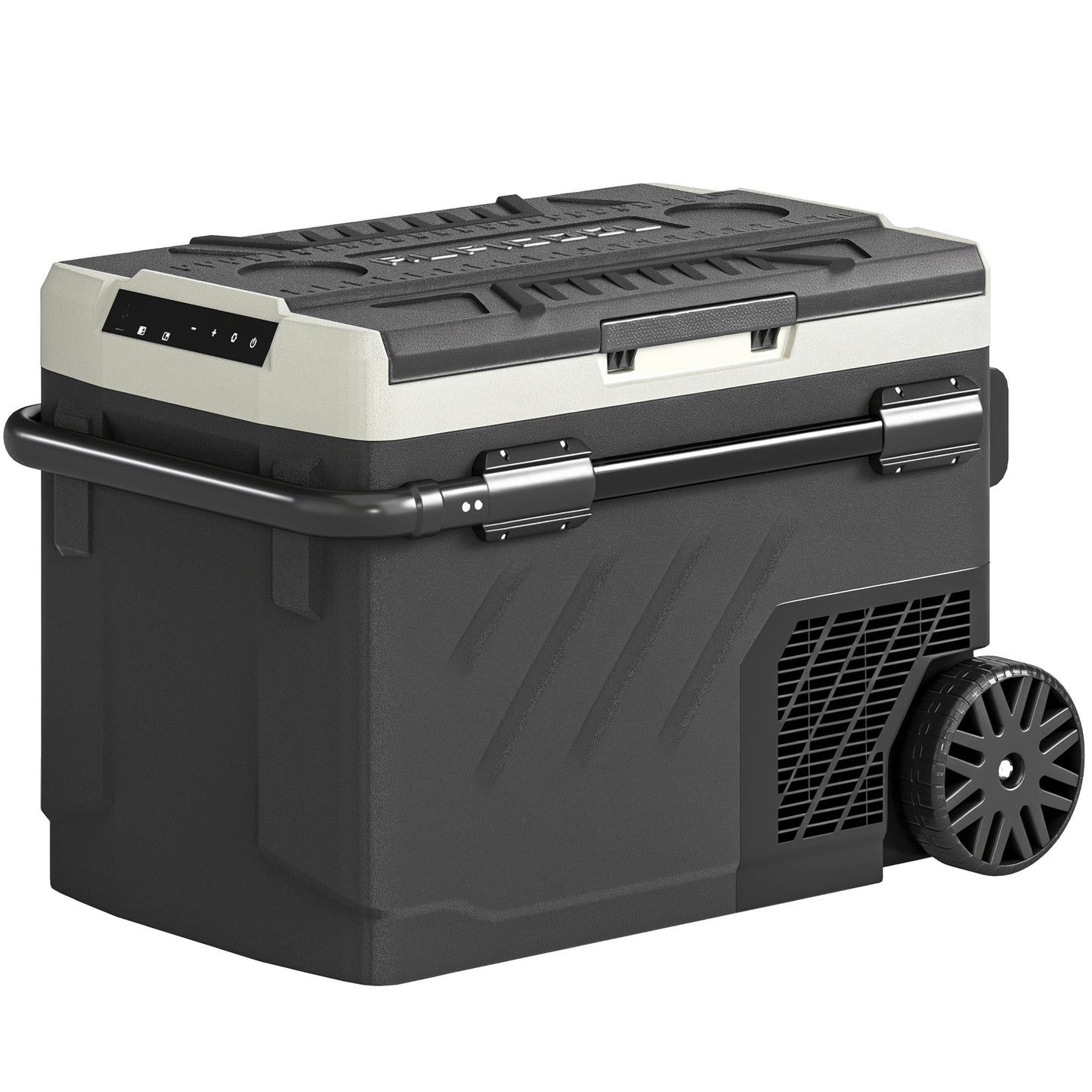 Outsunny 40L Compressor Car Fridge Freezer, Dual Zone Camping Refrigerator with App Control, Telescopic Handle, -20Â°C-20Â°C