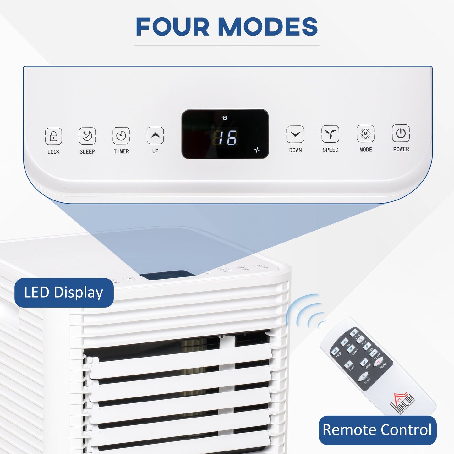 HOMCOM 9000 BTU Portable Air Conditioner for Cooling Dehumidifier Fan, Air Conditioning Unit for Room up to 28mÂ², with Remote, 24H Timer, Window Mount Kit, R290, A Energy Efficiency, 1122W