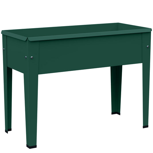 Outsunny Raised Planter, Metal Raised Garden Bed on Legs with Drainage Hole and Foot Covers, Green