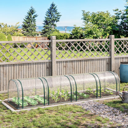 Outsunny PVC Tunnel Greenhouse Green Grow House Steel Frame for Garden Backyard with Zipper Doors 395 x 100 x 80cm, Clear