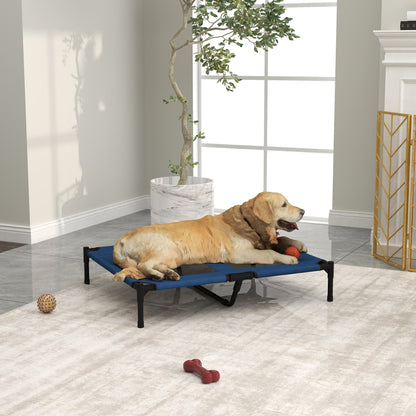 PawHut Raised Dog Bed Cat Elevated Lifted Puppy Pet Elevated Cot Portable Camping Basket √¢‚Ç¨‚Äú Blue (Large)