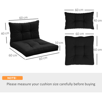 Outsunny 4-Piece Seat Cushions Back Pillows Replacement, Patio Chair Cushions Set for Indoor Outdoor, Black