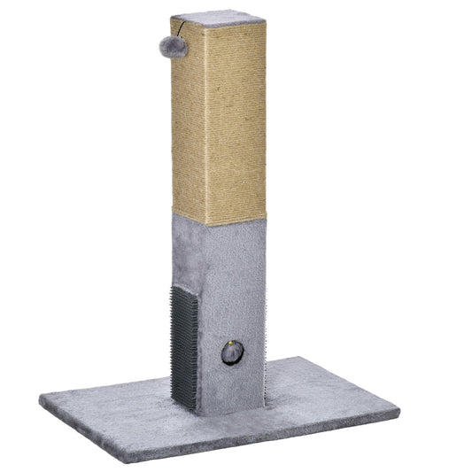PawHut Cat Tree Scratching Post for Indoor Cats 79cm Jute Scratcher Climber w/ Carpet Base Dangling Toy √¢‚Ç¨‚Äú Grey