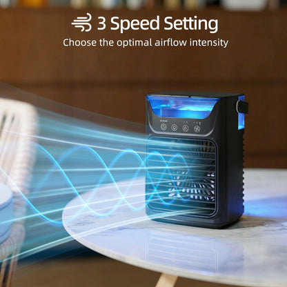 HOMCOM Air Cooler with Adjustable Head, Portable Air Conditioner with 3 Wind Speed, 2 Cool Mist, RGB Light, Black