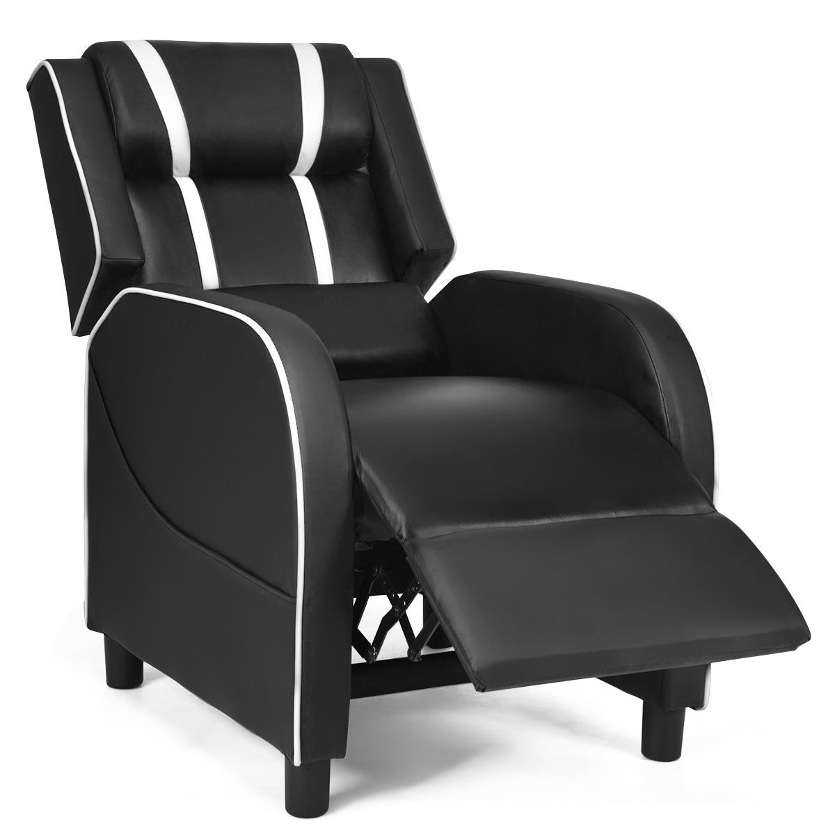 Adjustable Gaming Chair with Footrest Headrest and Lumbar Support-White