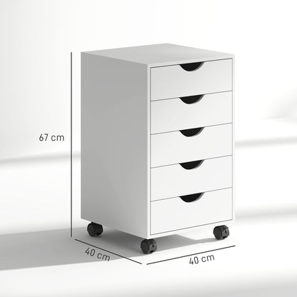 HOMCOM Five-Drawer Filing Cabinet - White
