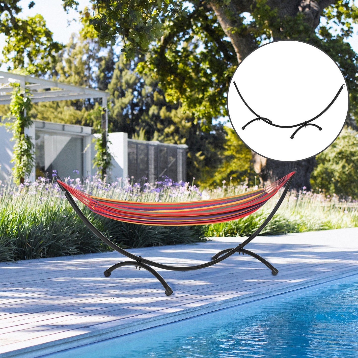 Outsunny 3(m) Universal Hammock Stand Metal Frame Garden Camping Picnic Outdoor Patio Replacement Stand Only