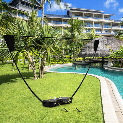 All-In-One Portable Badminton Net Set with Storage Base-Black