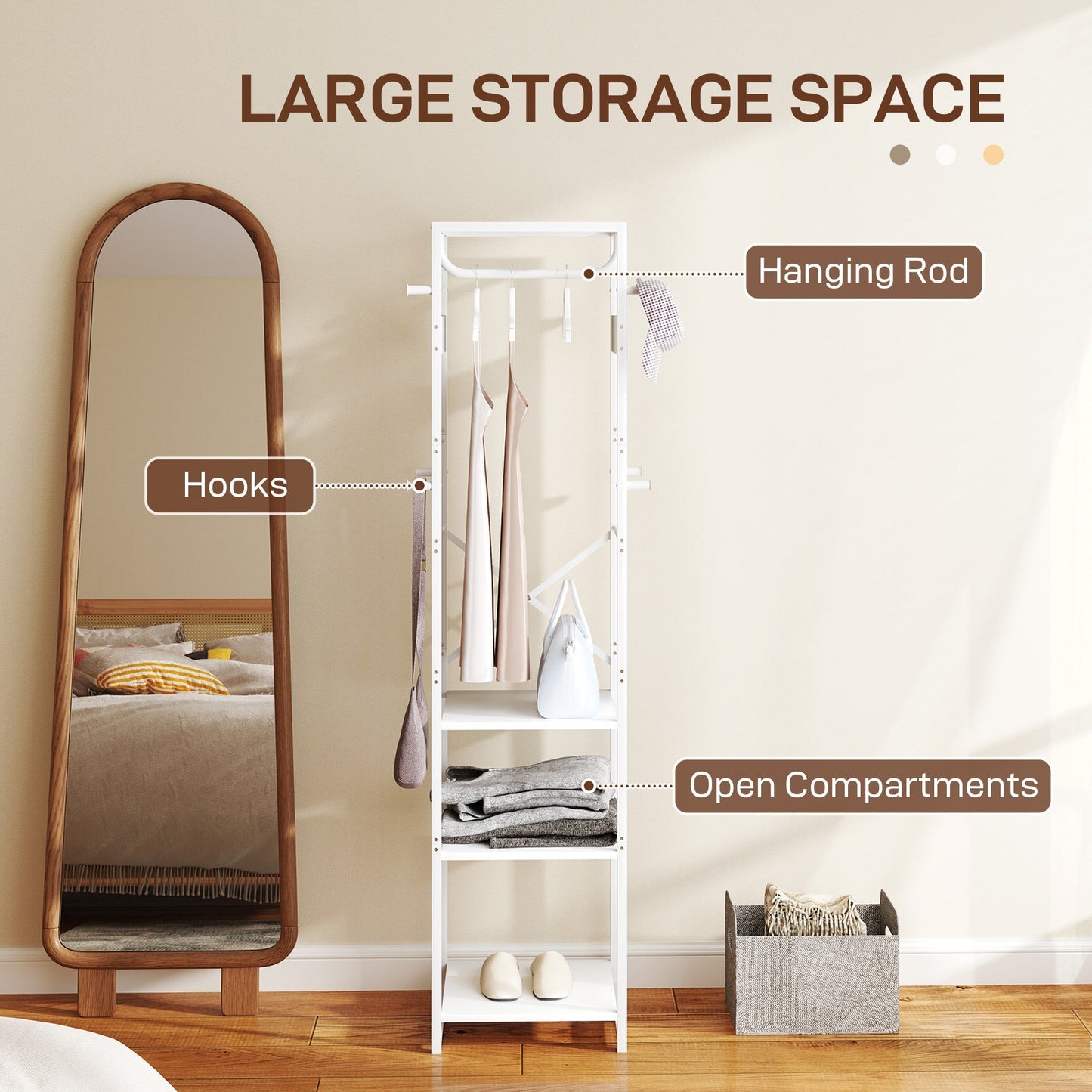 HOMCOM Multi-Storage Clothes Rack - White