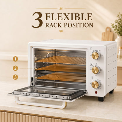 HOMCOM 21L Mini Countertop Oven, 100Â°C-230Â°C Adjustable Temperature, White