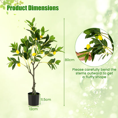80/120/160cm Tall Fake Lemon Plant with Lemon Fruits and Cement Pot-0.8M