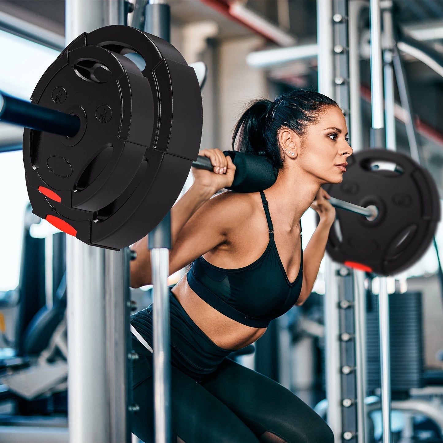 SPORTNOW Olympic Weight Plates Set, with Two 10kg and Two 5kg weights, Black