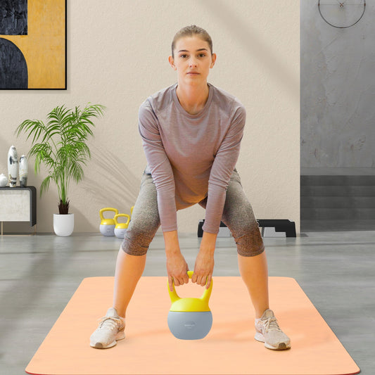 SPORTNOW 6KG Soft Kettlebell, Kettlebell with Non-Slip Handle for Home Gym, Weight Lifting, Strength Training, Yellow/Grey