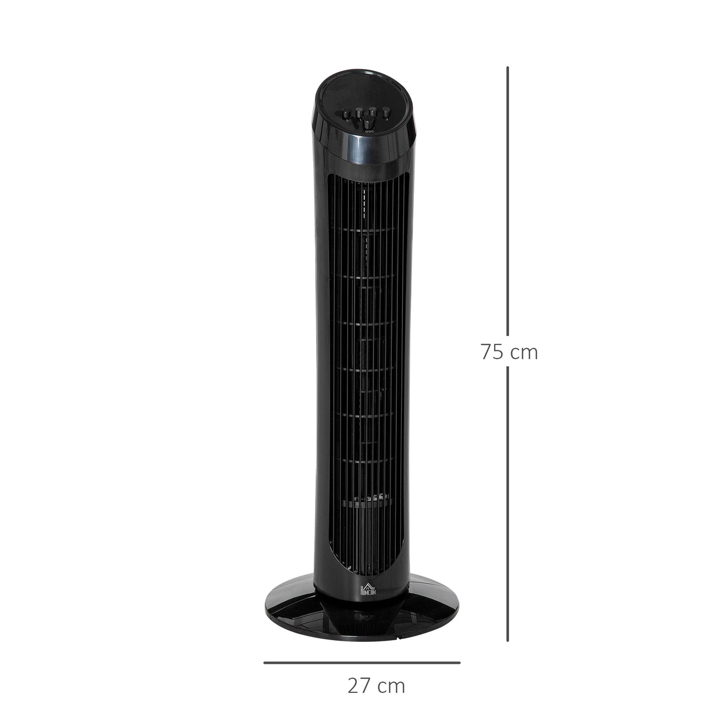 HOMCOM Tower Fan for Bedroom Cooling, 30 Inch Electric 70Â° Oscillating Fan with 3 Speed Settings, Standing Floor Fan for Home Office Indoor, Black