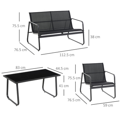 Outsunny Four-Piece Minimalistic Garden Sofa Set - Black